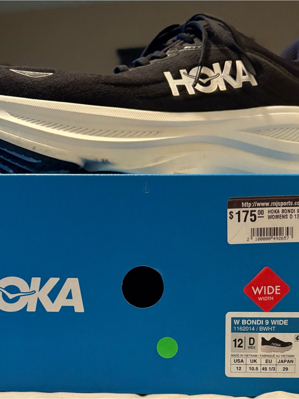 Hoka Men's Black and White Bondi Running Shoes